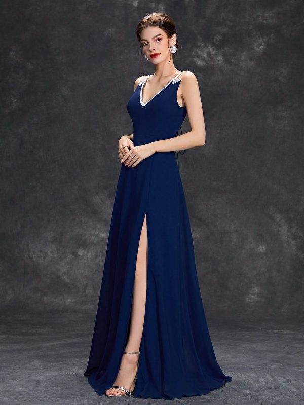 Women’s Solid Color Evening Dress - Image 2