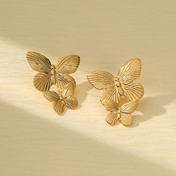 Summer Butterfly Titanium Steel Earrings Women Light Luxury Floral - Image 4