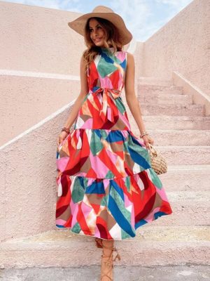 Floral Print Large Swing Dress – Summer Casual