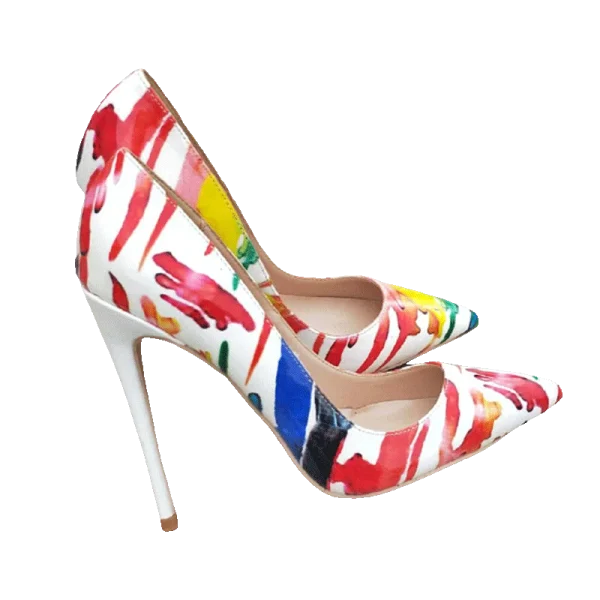 Graphic Print Women Pointed Toe High Heel Party Shoes - Image 3