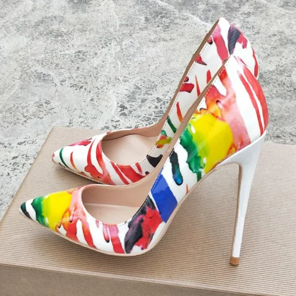 Graphic Print Women Pointed Toe High Heel Party Shoes - Image 4