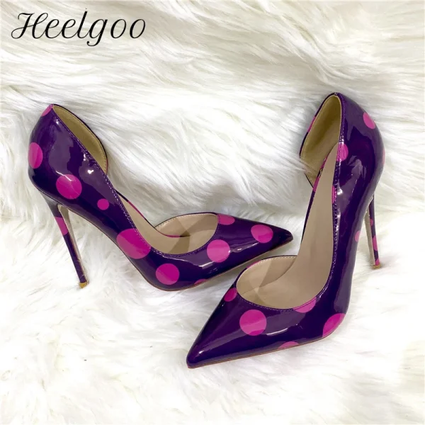 Women Purple Patent Pointy Toe High Heel Party Wedding Shoes - Image 2