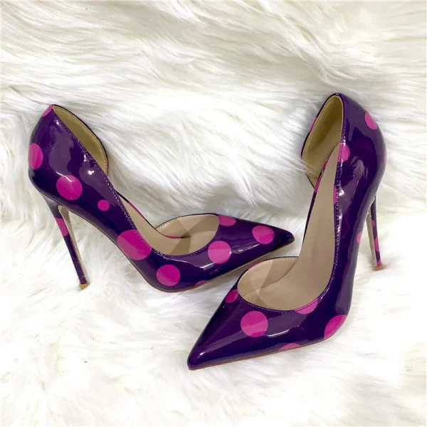 Women Purple Patent Pointy Toe High Heel Party Wedding Shoes - Image 9