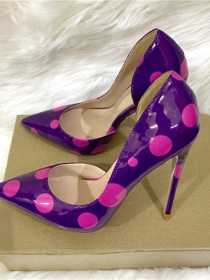 Women Purple Patent Pointy Toe High Heel Party Wedding Shoes