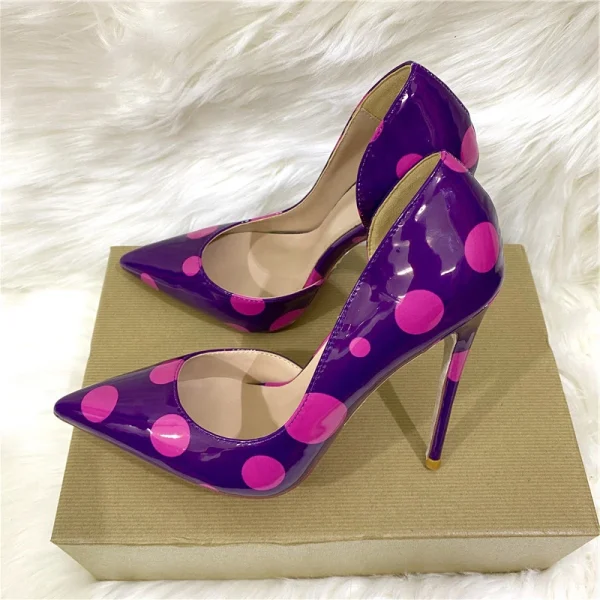 Women Purple Patent Pointy Toe High Heel Party Wedding Shoes