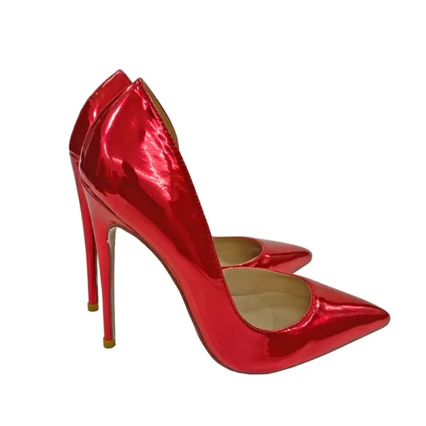 Women Shiny Patent D'Orsay Pointy Toe High Heel - Image 8