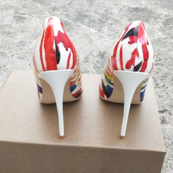 Graphic Print Women Pointed Toe High Heel Party Shoes - Image 5