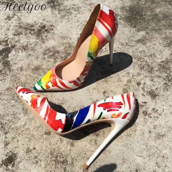 Graphic Print Women Pointed Toe High Heel Party Shoes - Image 2