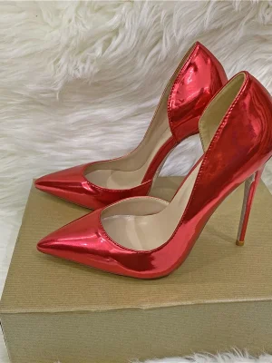 Women Shiny Patent D’Orsay Pointy Toe High Heel