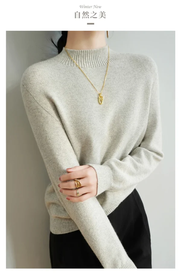 Wool cashmere pullover Women's O-neck pullover warm bottom knit shirt - Image 9