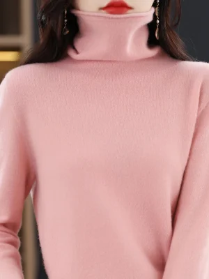 wool sweater women’s high-necked pullover cashmere sweater