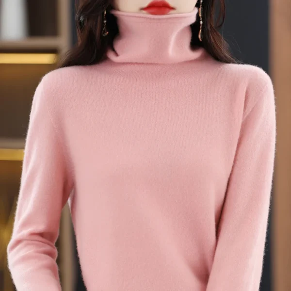 wool sweater women's high-necked pullover cashmere sweater