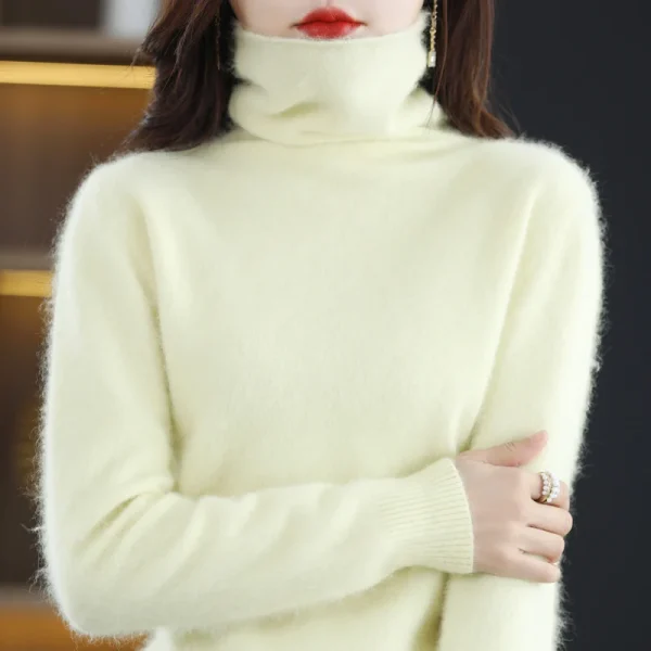 Pure mink cashmere sweater women's turtleneck - Image 4