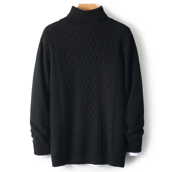 Winter wool sweater men's turtleneck thick loose sweater - Image 5