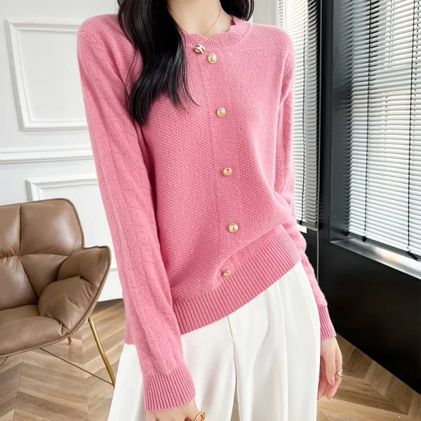 wool cashmere sweater Women's O-neck pullover warm bottom knit shirt - Image 3