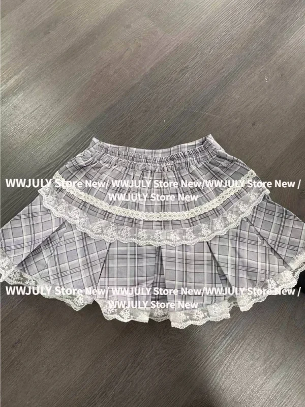 Women Lace Up Vintage Kawaii Sets Female Princess Mini Skirts Suit 2025 - Image 6