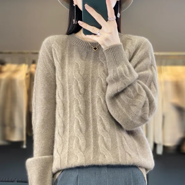 Twisted cashmere sweater for women in autumn and winter Korean - Image 4