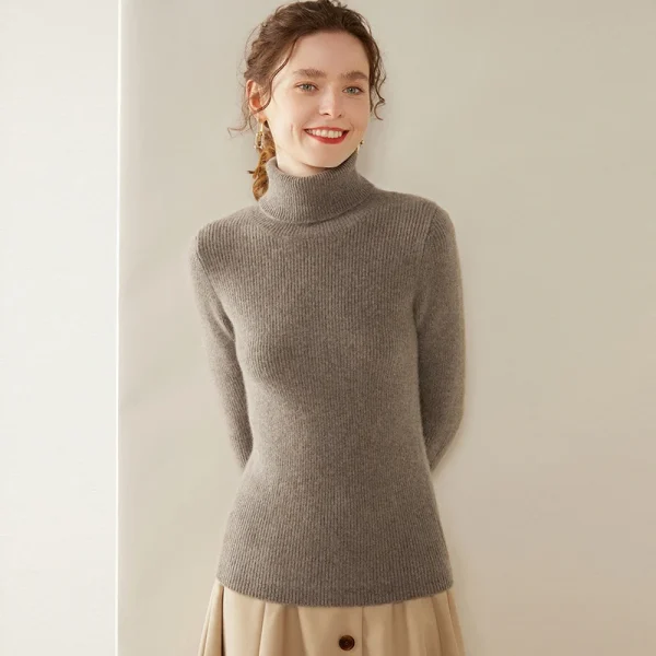 Winter new women's pullover lapel warm bottom knit shirt - Image 5