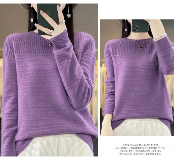 Women's O-neck pullover leisure knitted sweater women's Korean fashion - Image 12