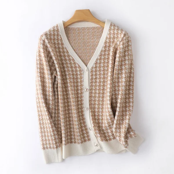 Wool Cashmere sweater Women's semi-turtleneck cardigan warm bottom - Image 5