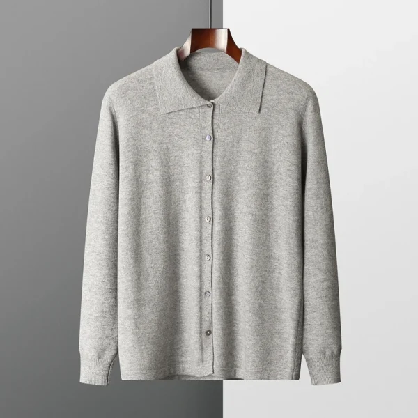 wool cardigan men's sweater long sleeve men's lapel sweater