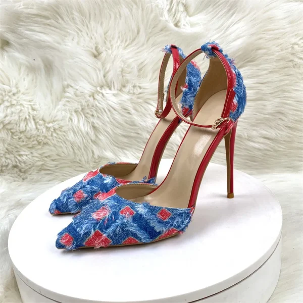 High Heels Denim Design Stilettos Sexy Women Pumps Round toe - Image 4