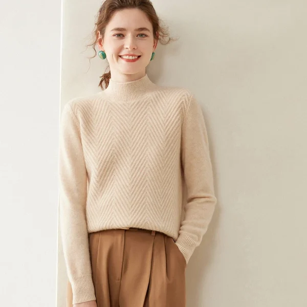 Sweater women's half turtleneck pullover warm bottom knit shirt - Image 3