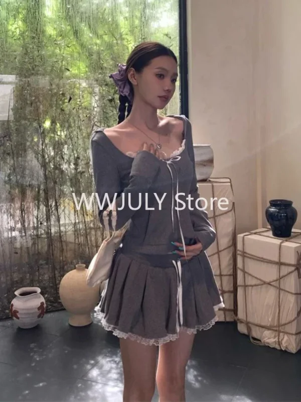 Sweet Slim  Mini Skirt Woman 2025 New Korean Style Suit - Image 4