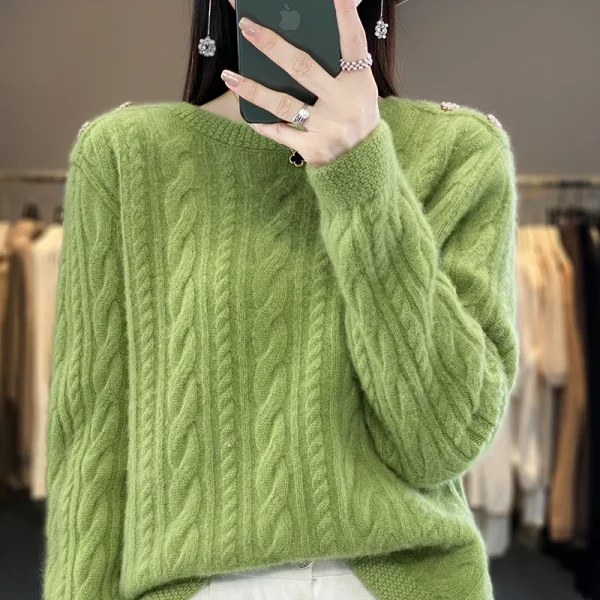 Wool pullover Cashmere sweater Women's half turtleneck pullover warm