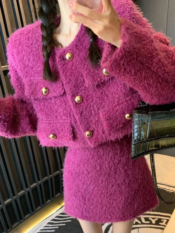 Knitted Clothing Suit Woman Short Sweater Coat