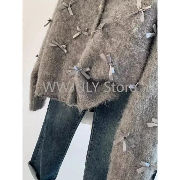 Women Temperament High Soft Mohair Knitted Cardigan Fragrant Coat - Image 4