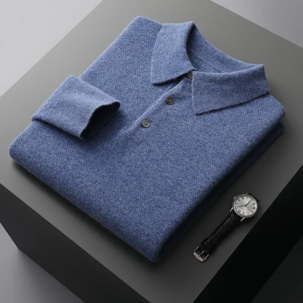 wool sweater spring and autumn knitted lapel pullover loose fashion - Image 2