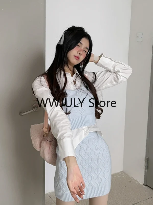 Japanese Fashion Suit Skirt Woman Sweet Crop T - Image 3