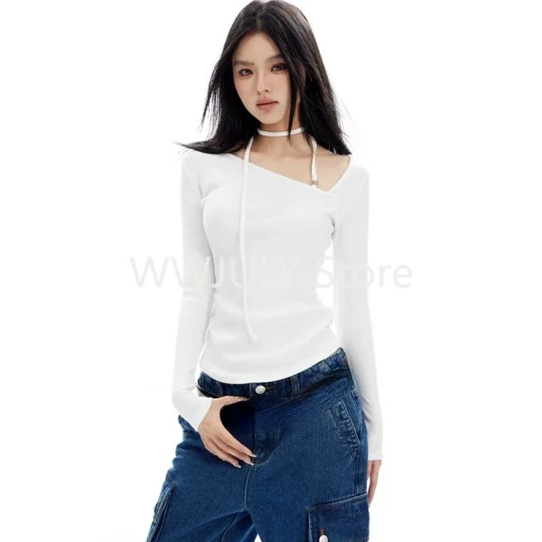 Solid Color Casual T Shirts Fashion Sexy Crop Tops - Image 2