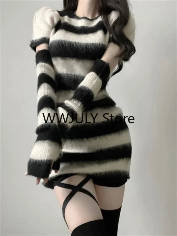 Short Party Dress Women Slim Bodycon Knitted Mini Dress - Image 4