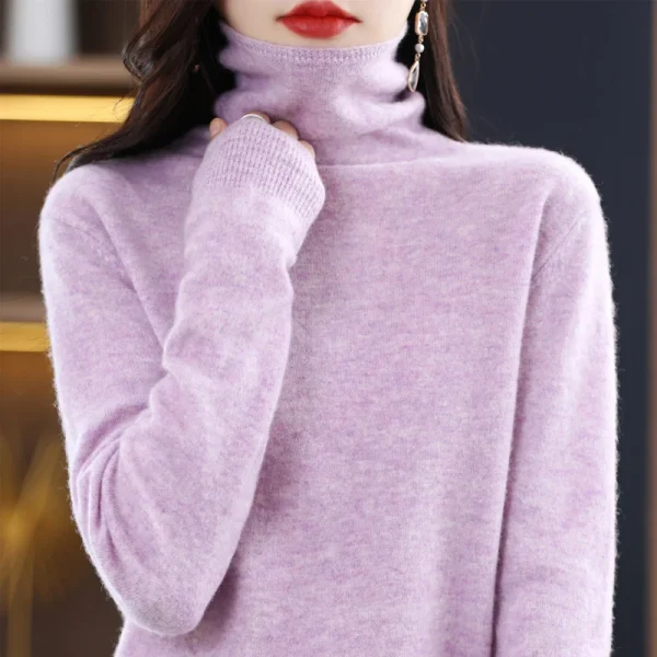 Wool Sweater women's high-necked pullover cashmere sweater - Image 6