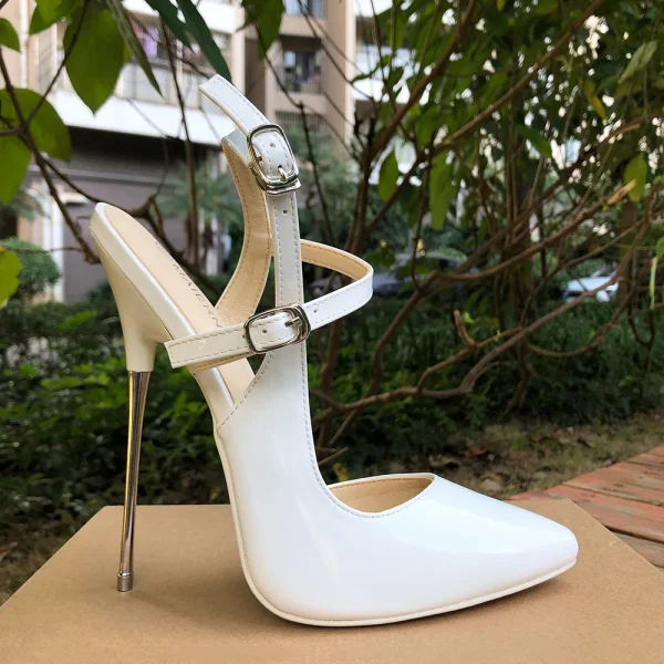 Women White 16cm Ultra High Heel Sandals Sexy Pumps - Image 4