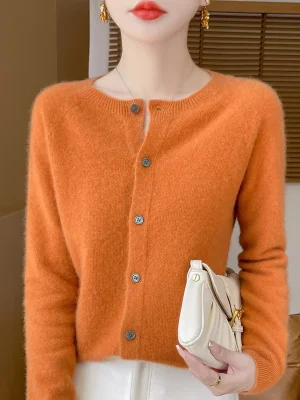 Wool Women Sweater Knitted Cashmere Cardigan Basic Knitwear Fashion