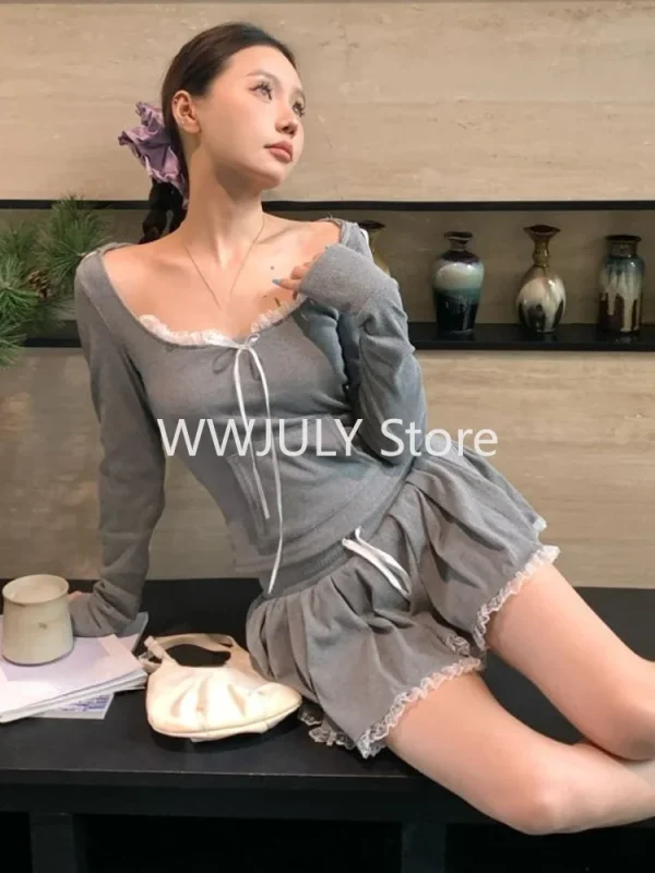 Sweet Slim  Mini Skirt Woman 2025 New Korean Style Suit - Image 5