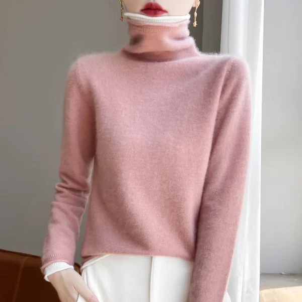 Cashmere sweater female white edge fake two-piece pile collar sweater