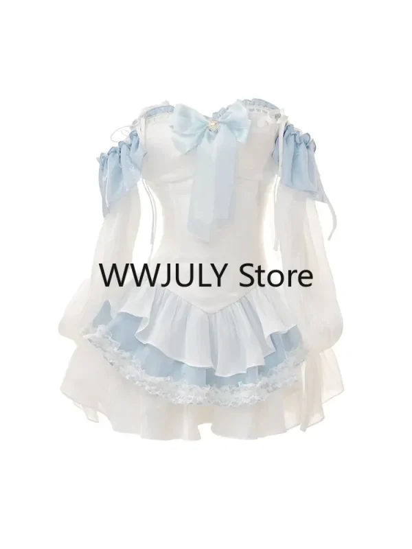 Japanese Style Kawaii 2 Piece Dress Set Girls Blue Slim Vest - Image 6