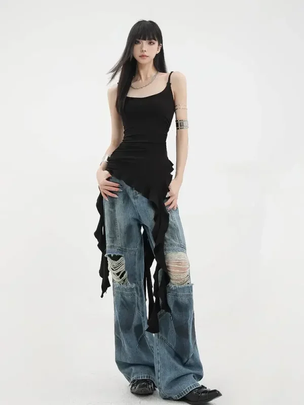 Ruffle Tank Tops Women Korean Streetwear Punk - Image 3