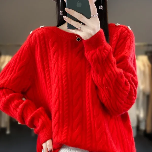 Wool pullover Cashmere sweater Women's half turtleneck pullover warm - Image 6