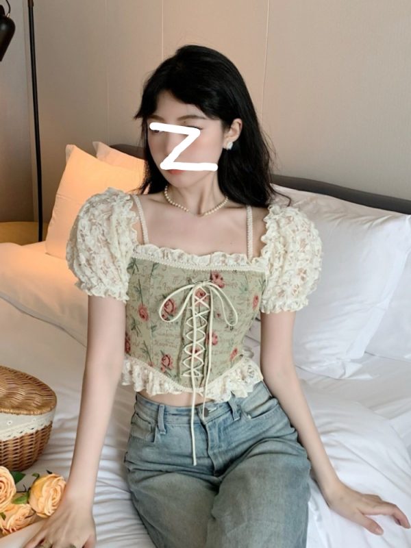 Casual Floral  Crop Tops Woman Outwear Slim Short - Image 10