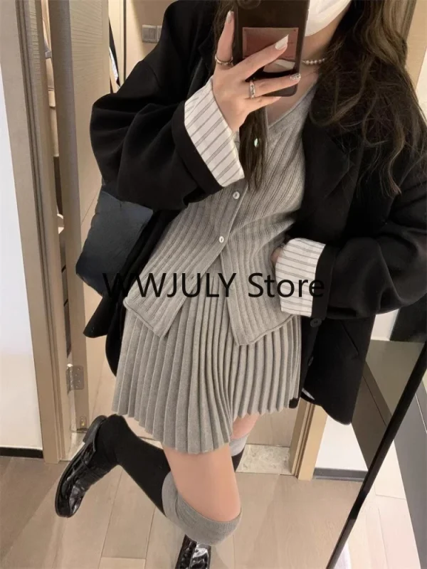 Knitted Suit for Women Korean Slim Short Cardigan Top - Image 6