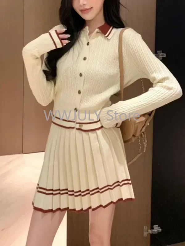 Preppy Style New Patchwork Long Sleeved Cardigan Sweater Women - Image 8