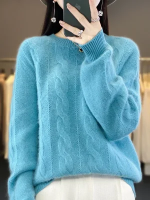 Twisted cashmere sweater for women in autumn and winter Korean