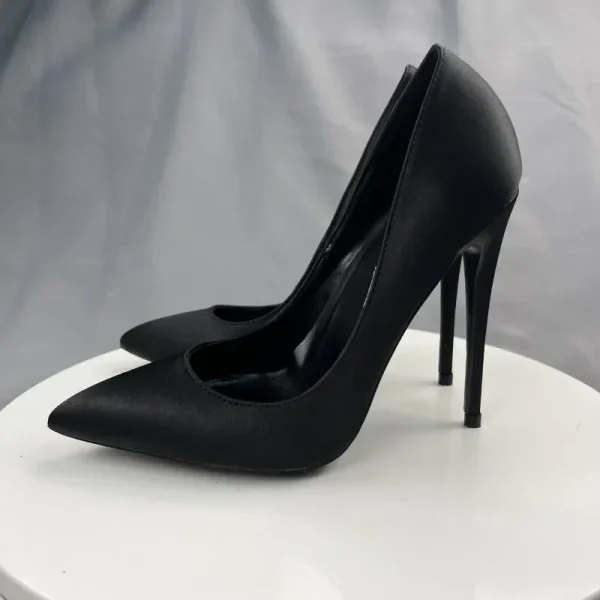 Women Satin Sexy Pointy Toe High Heel Shoes Elegant Ladies - Image 4