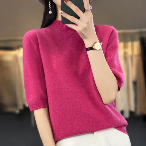 Autumn Joker Half Sleeve Knitted Sweater Women's