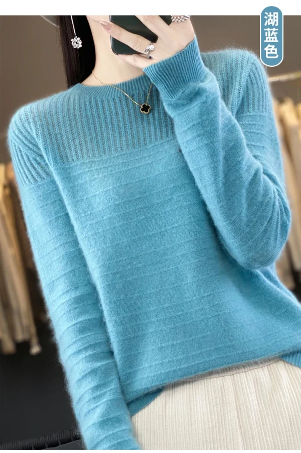 Women's O-neck pullover leisure knitted sweater women's Korean fashion - Image 9